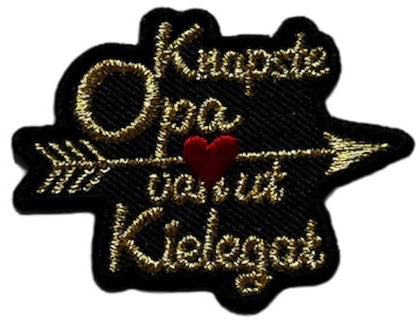 Geborduurd strijkembleem Knapste Opa van ut Kielegat